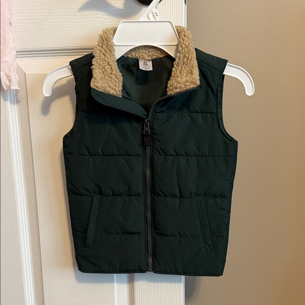 Carter's Dark Green Vest with Tan Sherpa Collar